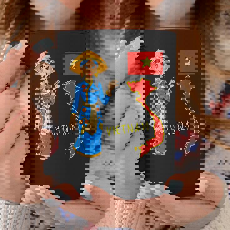 美しい笑顔のベトナムの女の子、旗とベトナムの地図 コーヒーマグ 面白い贈り物