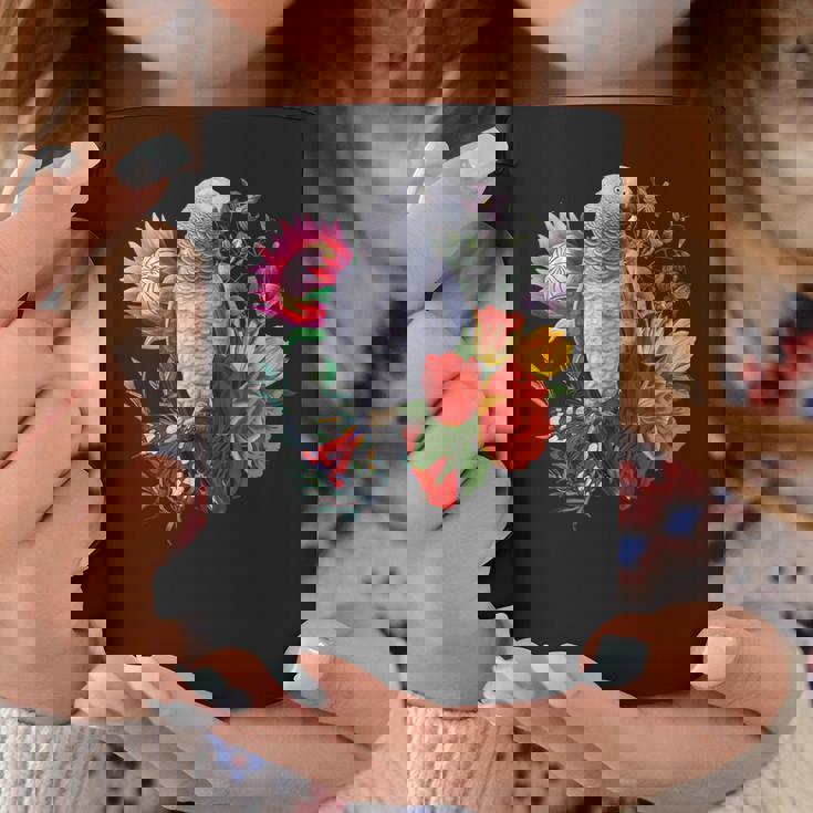 花と蝶とヨウム コーヒーマグ 面白い贈り物