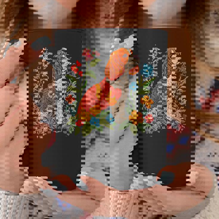 花柄 キャバリア王 チャールズ スパニエル キュート ママ 母の日 コーヒーマグ 面白い贈り物