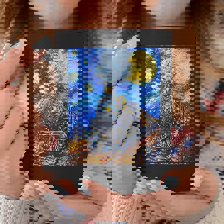 蒸気機関 蒸気機関車 ヴィンテージ ゴッホ 機関車 列車 コーヒーマグ 面白い贈り物