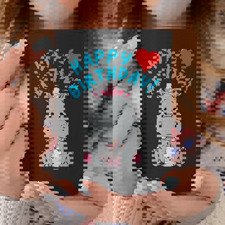 誕生日おめでとうギフト かわいいカバが彼女の誕生日を祝います コーヒーマグ 面白い贈り物