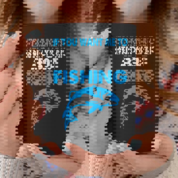 釣りについての話を聞いてほしい場合のグラフィック コーヒーマグ 面白い贈り物