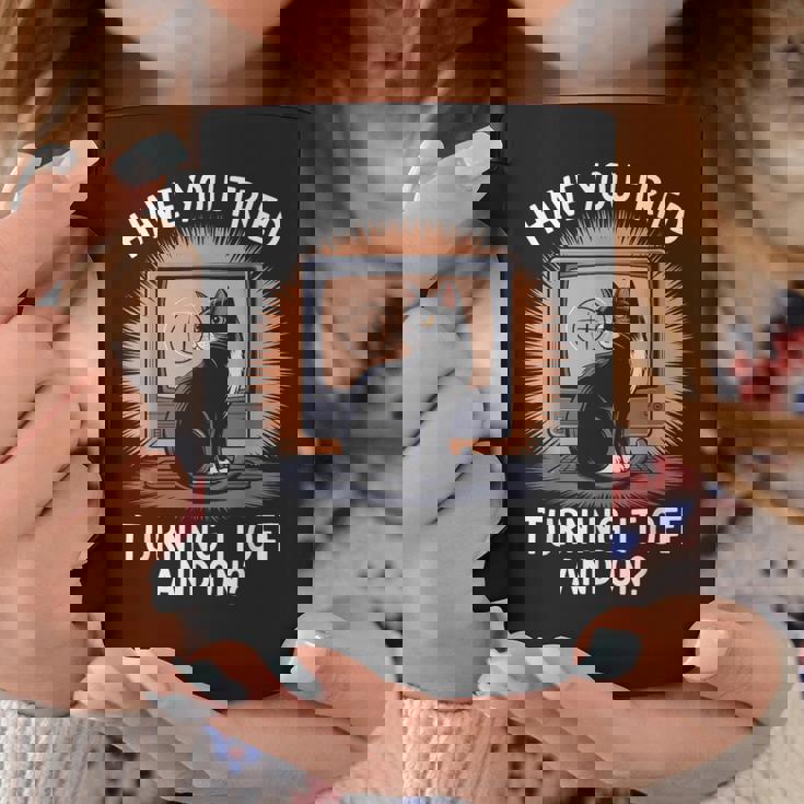 電源を切ってオンにしてみましたか猫が大好きなitコンピューター コーヒーマグ 面白い贈り物