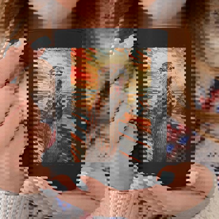 面白い レトロ ムンク 悲鳴 芸術的 絵画 パロディ カワウソ 恋人 コーヒーマグ 面白い贈り物