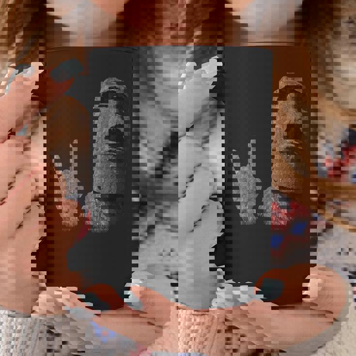 面白いイースター島のモアイ像のロッカーign Of The Horns コーヒーマグ 面白い贈り物