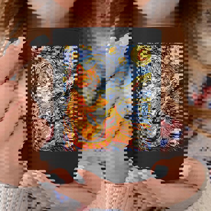 面白いレトロなデザインの猫がギターを弾く 星月夜 コーヒーマグ 面白い贈り物