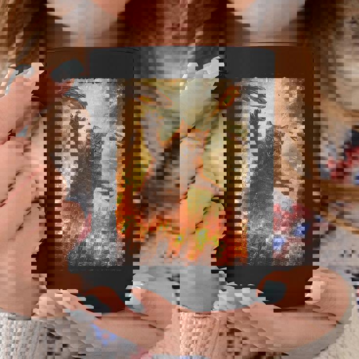 面白いレトロ日本の怪獣モンスター猫セルフィー東京ufo コーヒーマグ 面白い贈り物