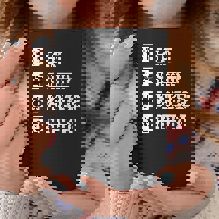 食べる 睡眠 ポーカー リピート トランプ ゲーム ホールデム コーヒーマグ 面白い贈り物