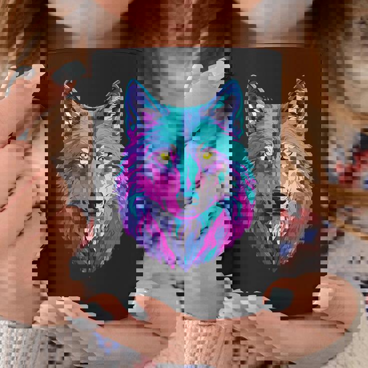 鮮やかなマルチカラーオオカミ コーヒーマグ 面白い贈り物