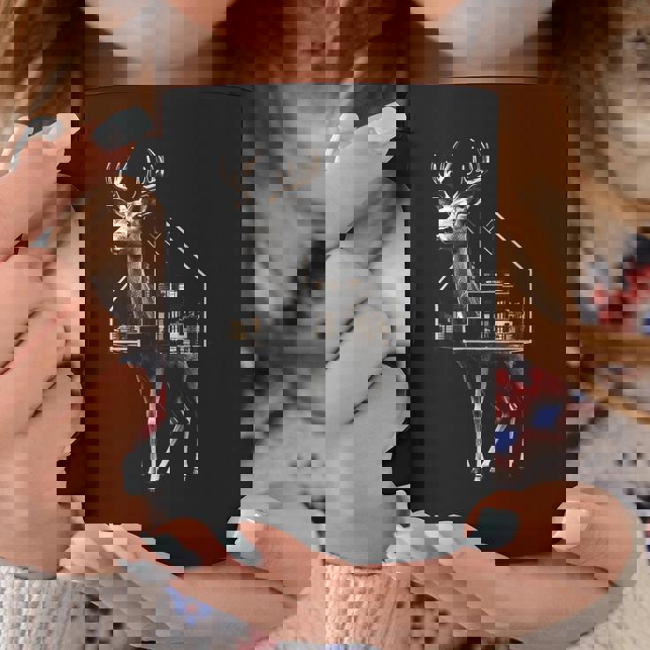 鹿 アート 図工 家 動物 イラスト グラフィック 鹿 コーヒーマグ 面白い贈り物