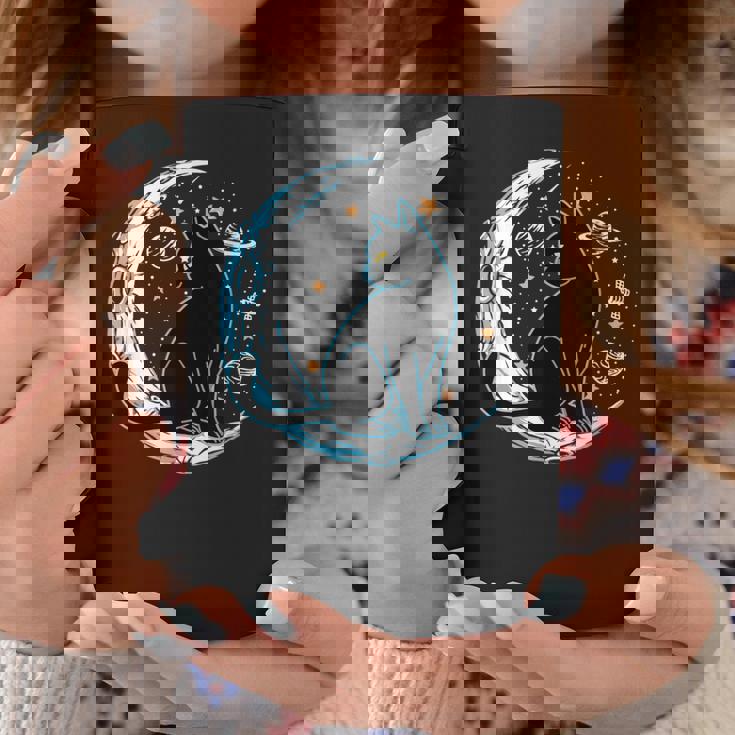 黒猫 三日月 セーラームーンフェイズ 占星術 ペット愛好家 コーヒーマグ 面白い贈り物