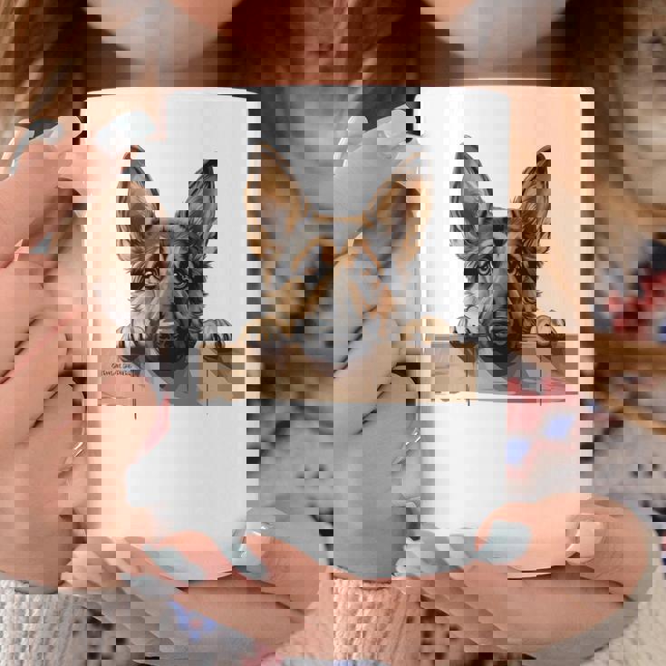 Affectionate Peek ジャーマンシェパードドッグ 長袖tシャツ コーヒーマグ 面白い贈り物