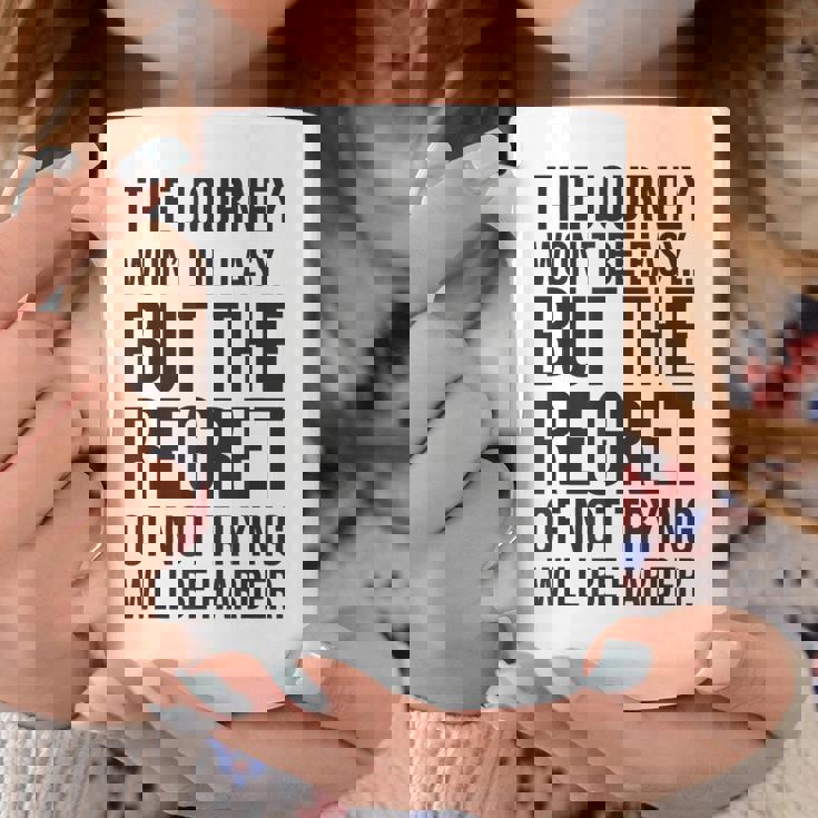 Easy Journeys Regret ジム、ハッスル、成功、モチベーションアップ コーヒーマグ 面白い贈り物