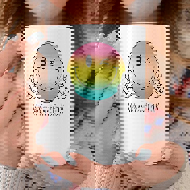 Have A Nice Day Winkingmile Face Peace Wink Happy Face コーヒーマグ 面白い贈り物