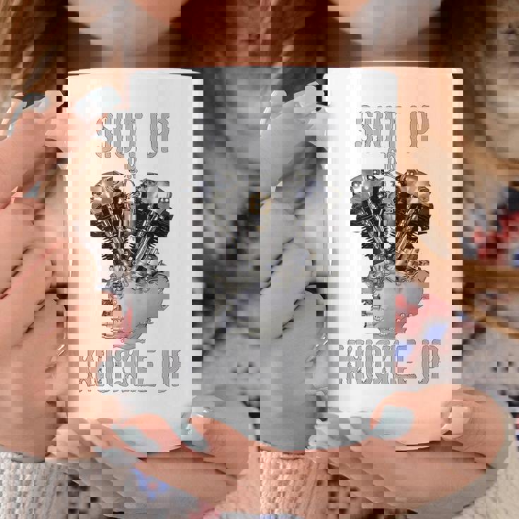 Hd-Twin シャットアップまたはナックルアップ ナックルヘッド レトロ バイカーギア コーヒーマグ 面白い贈り物