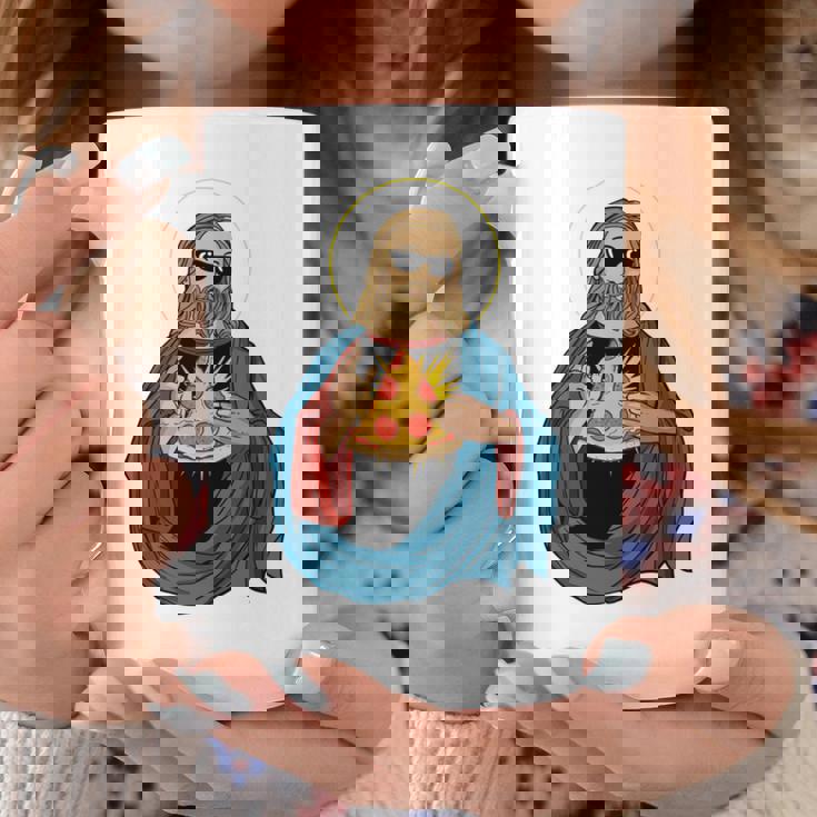 Jesus Holding A Pizza 長袖tシャツ コーヒーマグ 面白い贈り物