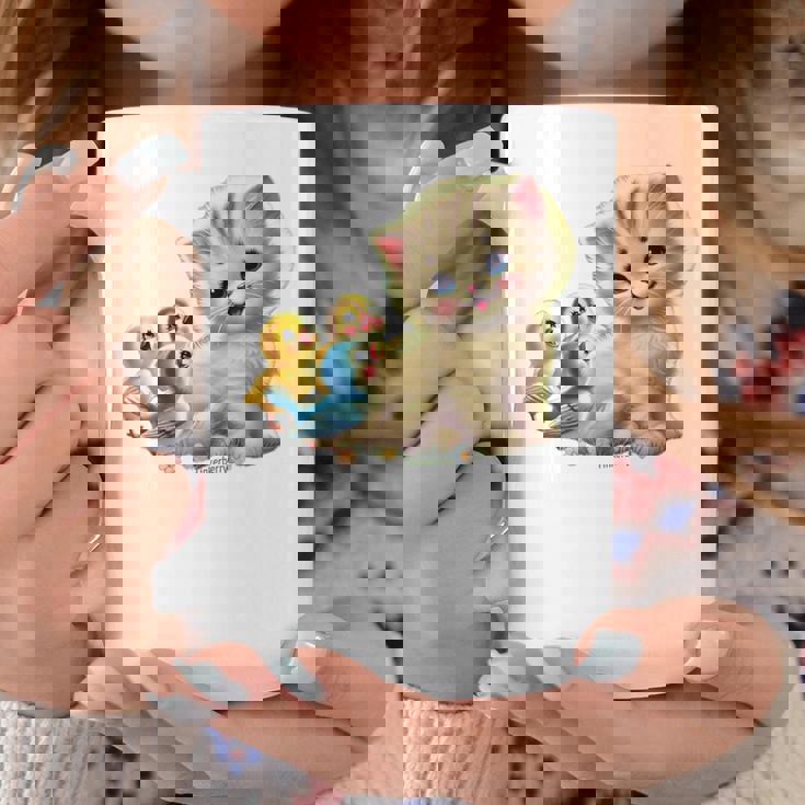 Kitten With Happy Little Birds コーヒーマグ 面白い贈り物