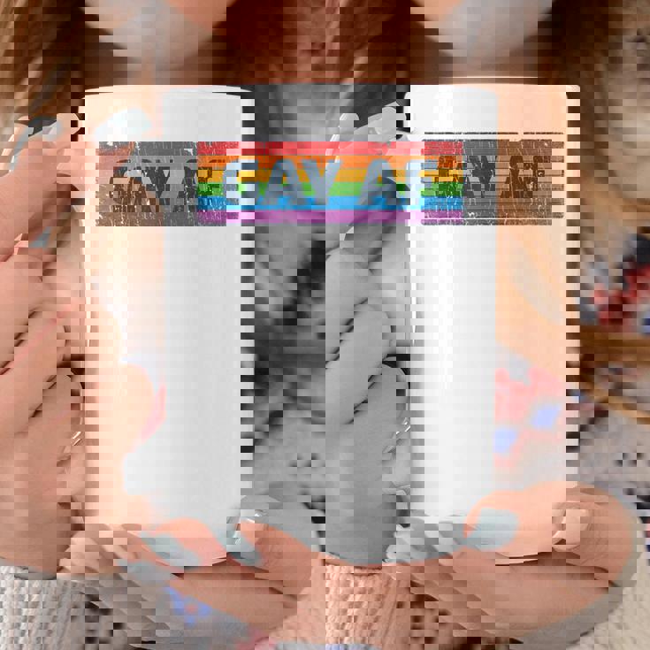 Lgbtq Gay Af Pride Lgbt Ally Rainbow Flag Retrointage コーヒーマグ 面白い贈り物