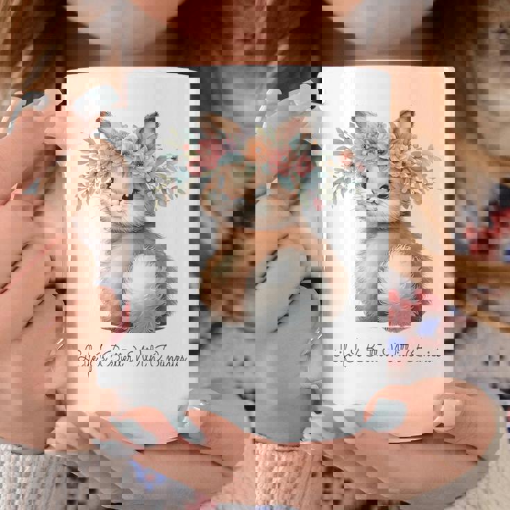 Life Is Better With Bunnies 水彩 ウサギ 花柄 ウサギ コーヒーマグ 面白い贈り物
