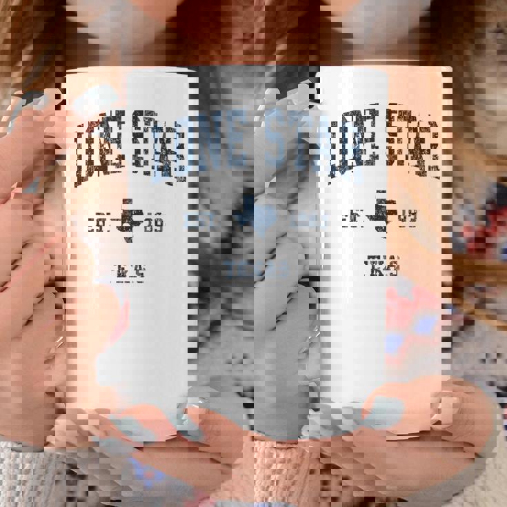 Lonetar Texas Tx ヴィンテージ アスレチック ネイビー スポーツデザイン コーヒーマグ 面白い贈り物