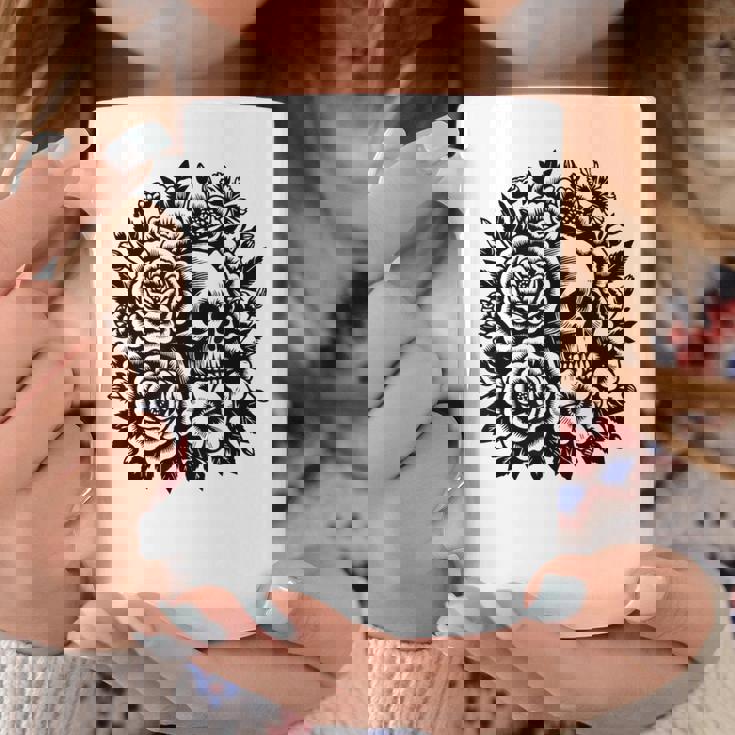 Skull Flower Rad Rock N Roll Graphic Retro コーヒーマグ 面白い贈り物