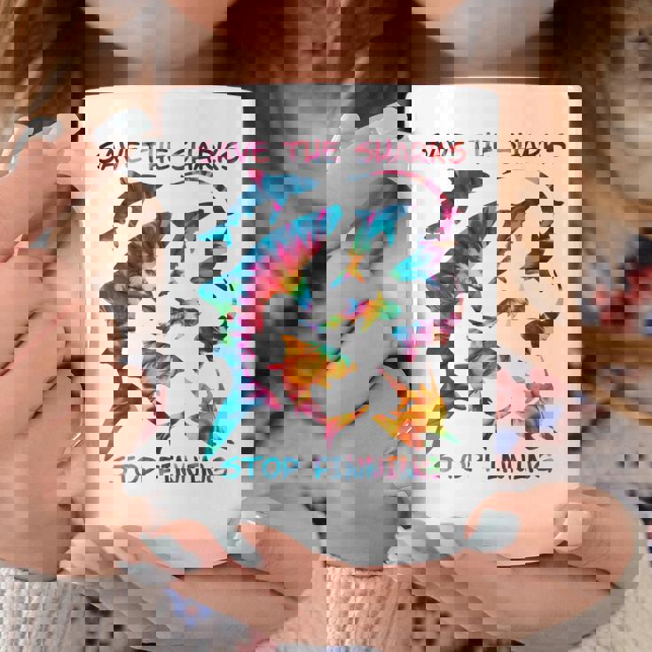 Stop Finning ジンベエザメ シュモクザメサメの種類タイダイ 長袖tシャツ コーヒーマグ 面白い贈り物