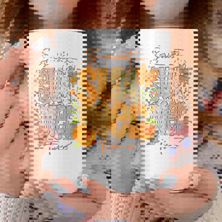 Sweetummer Time 鮮やかなフローラルピーチ 長袖tシャツ コーヒーマグ 面白い贈り物