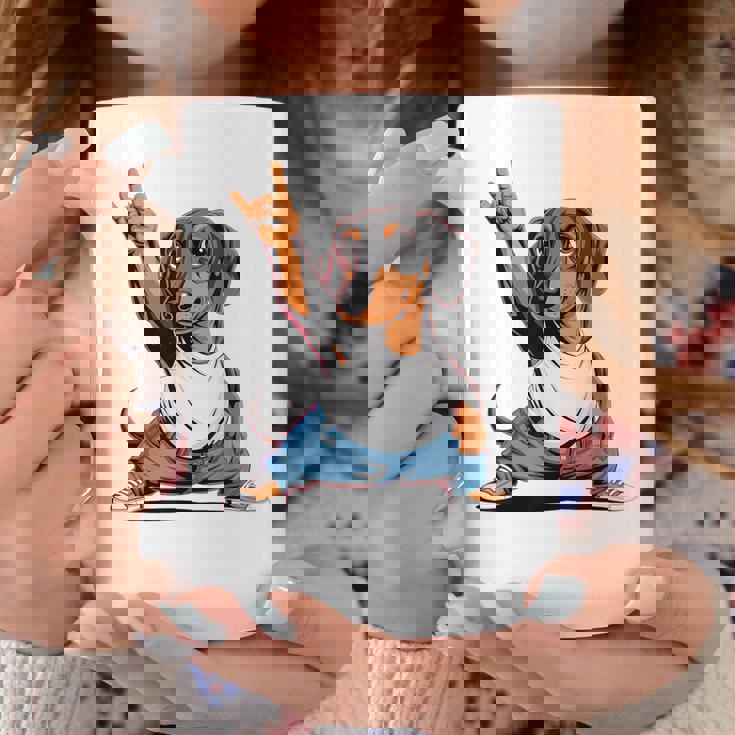 Teckel ロックミュージック 男性 子供 女性 ソーセージ 犬 ダックスフンド コーヒーマグ 面白い贈り物