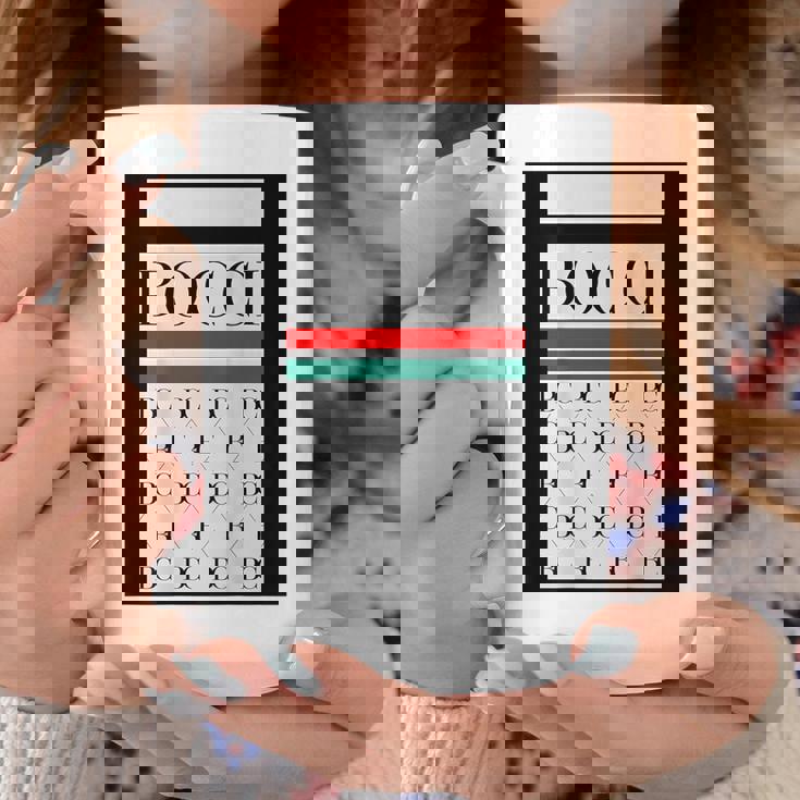 【バックプリント・背中側】Bocci ぼっち ロゴ 総柄 イタリア国旗風【変なtシャツ】陰キャ ブランド パロディ 面白 コーヒーマグ 面白い贈り物