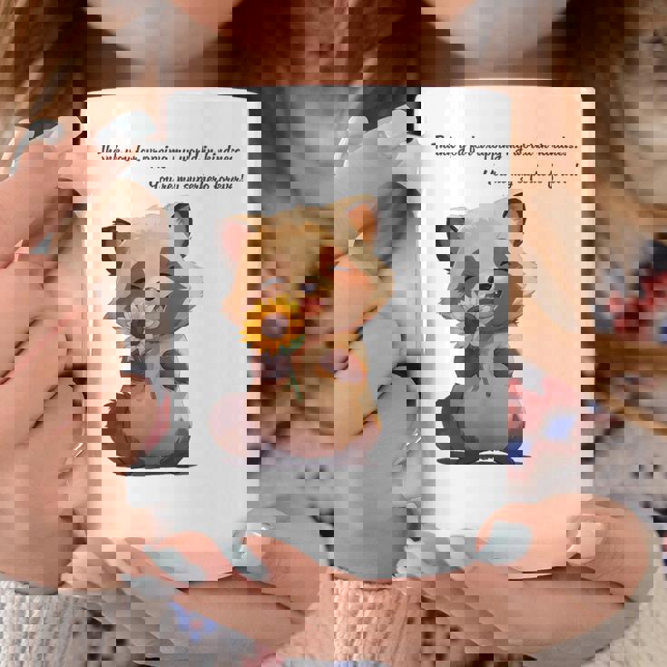 ありがとうのタヌキ ひまわりver 父の日 アニマルグラフィック 感謝 たぬき 花と狸 コーヒーマグ 面白い贈り物