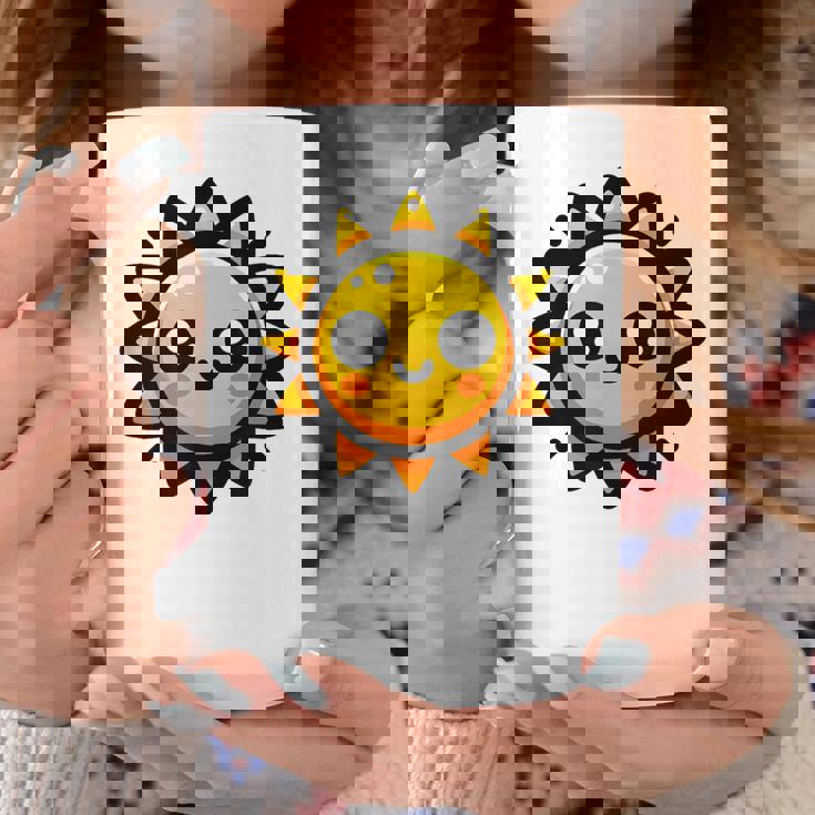 かわいい 漫画 太陽 放射 オレンジ イエロー 愛らしい コーヒーマグ 面白い贈り物