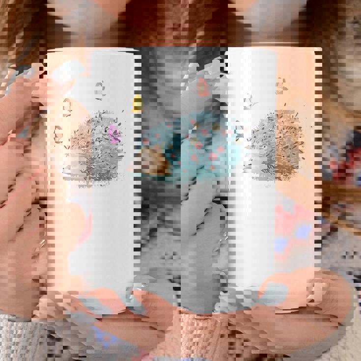 かわいいハリネズミ蝶 ティーンエイジガールギフト コーヒーマグ 面白い贈り物
