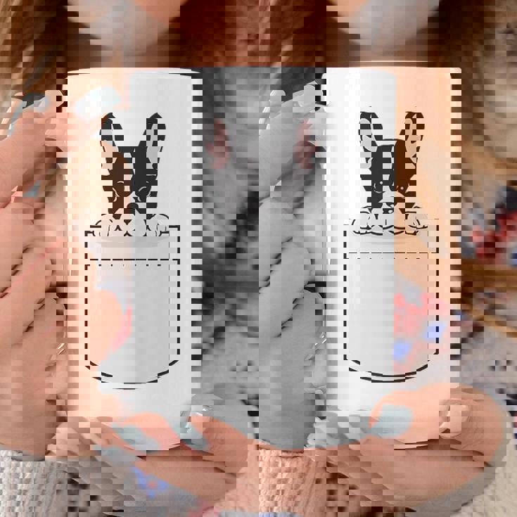 かわいいフレンチブルドッグポケット：いじめっ子の飼い犬とフレンチブルドッグの恋人 コーヒーマグ 面白い贈り物