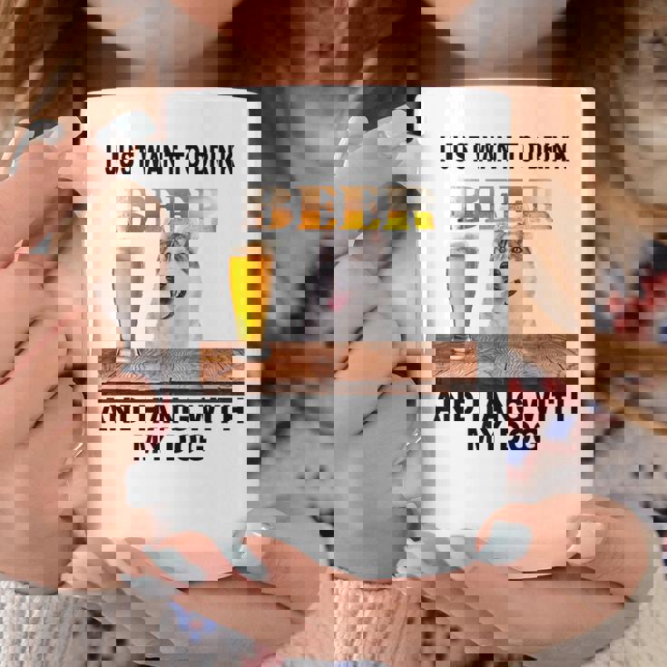 ただビール飲みたい&吊るしw おれのシベリアンハスキー コーヒーマグ 面白い贈り物