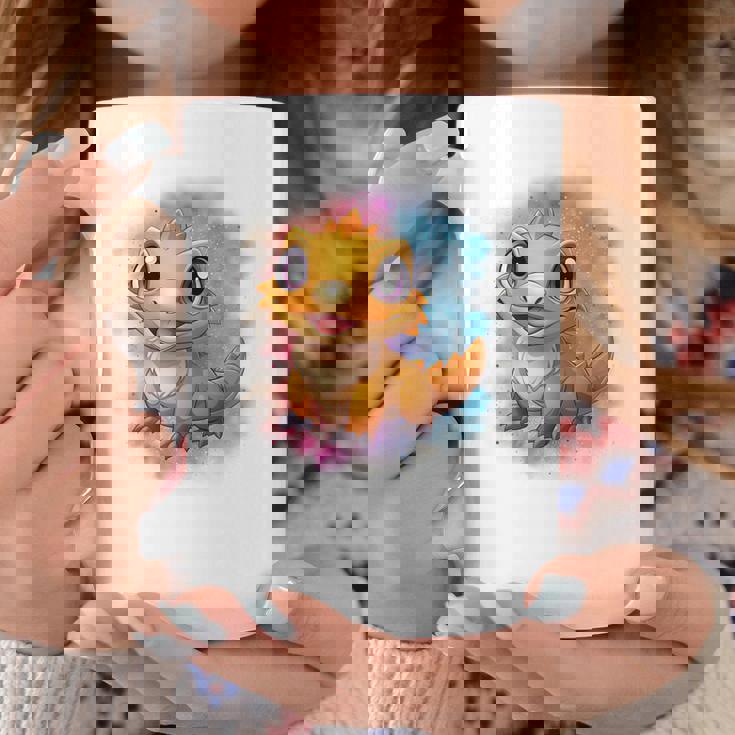 ひげを生やしたドラゴンの白い服のレインボーフラッグ コーヒーマグ 面白い贈り物