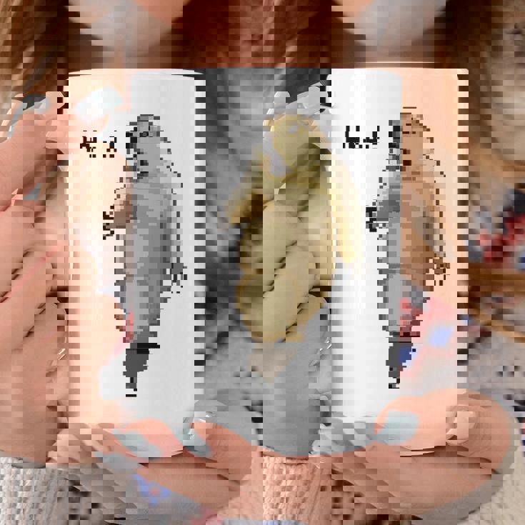 アニマルプリント 驚いたマーモット ドット絵 ピクセルアート 面白い 動物 ミーム コーヒーマグ 面白い贈り物