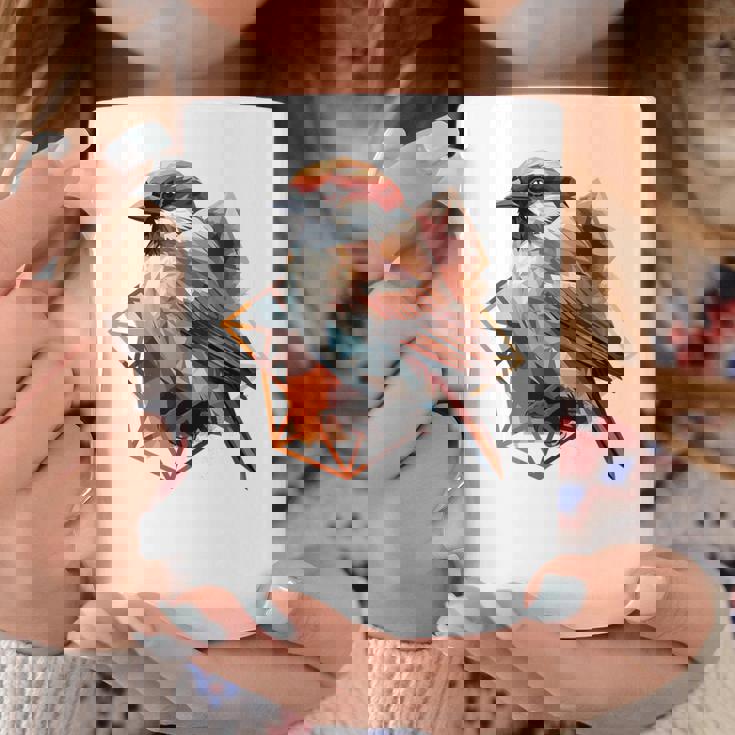 アメリカンツリー スズメ 鳥 幾何学模様 パッテンアート かわいい鳥 ロー コーヒーマグ 面白い贈り物