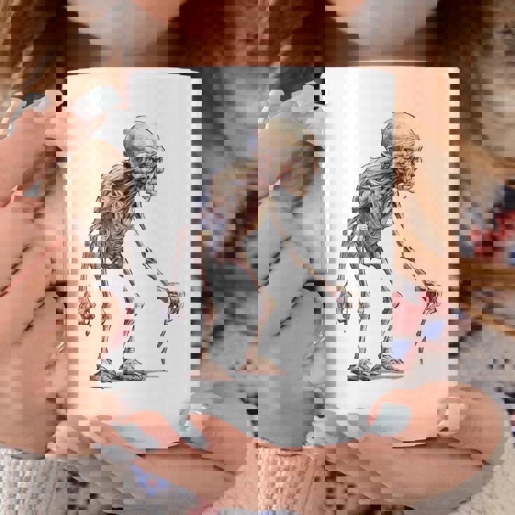 エイリアン スケルトン クリーチャー 松葉杖 スティック コーヒーマグ 面白い贈り物