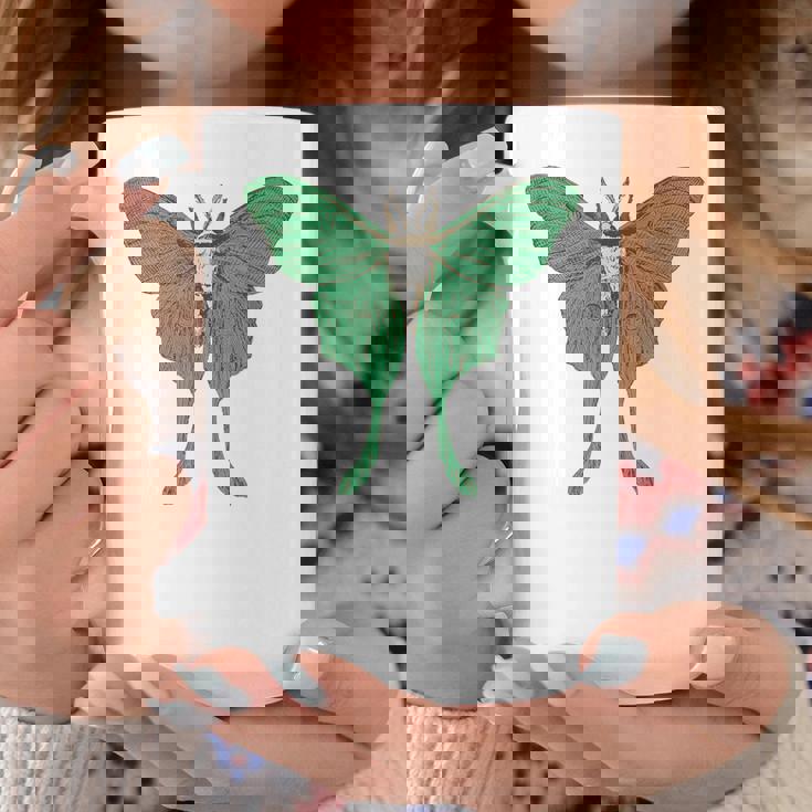 オオミズアオ ルナモス 薄い 緑色 黄緑色 蛾 Luna Moth レトロ 虫 昆虫 イラスト かっこいい おしゃれ コーヒーマグ 面白い贈り物