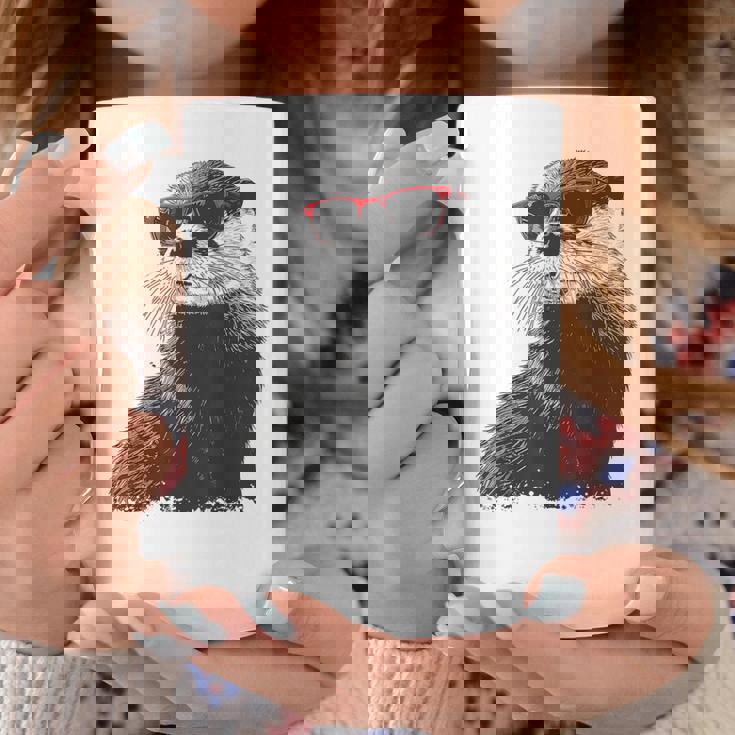 カワウソ アニマル柄 動物園 図面 イラスト 顔 カワウソ コーヒーマグ 面白い贈り物