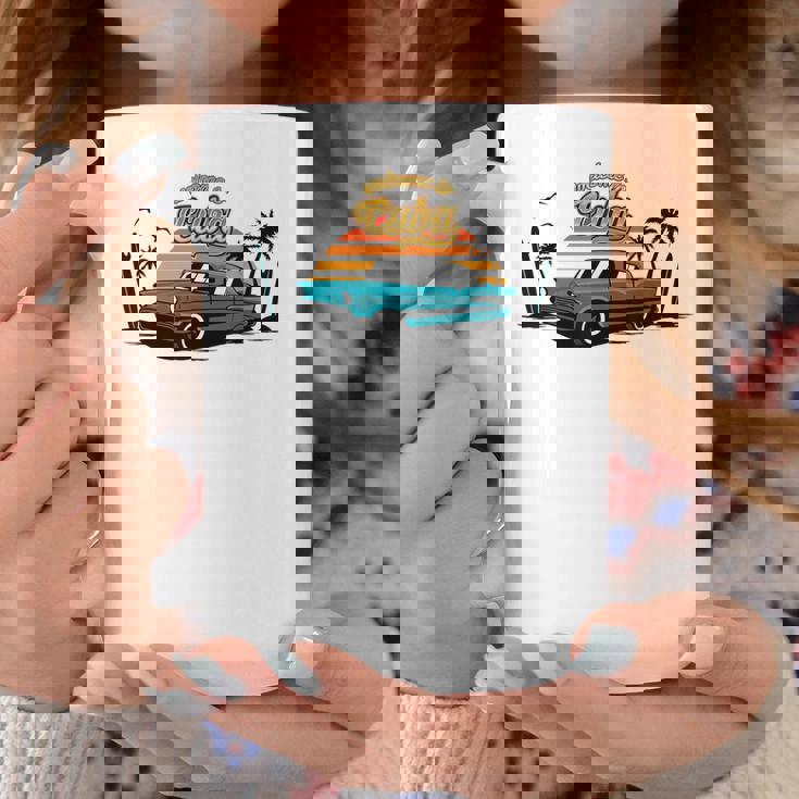 キューバ ヴィンテージカー ラム酒 葉巻 ビーチ 夕日 サーフボード ヤシの木 ハバナ ギフト お土産 太陽 カリブ海 コーヒーマグ 面白い贈り物