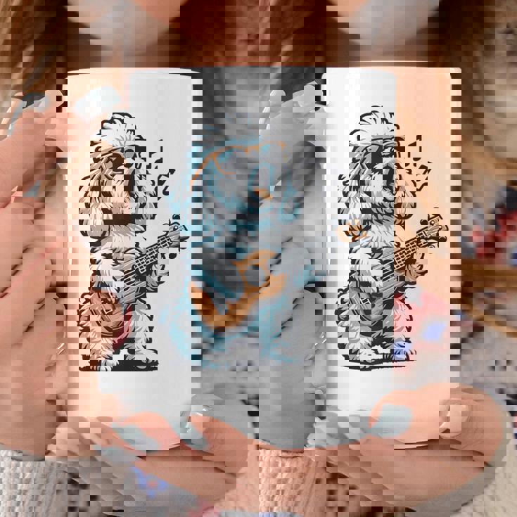 ギターを弾く犬 マルチーズプードル 面白い落書き コーヒーマグ 面白い贈り物