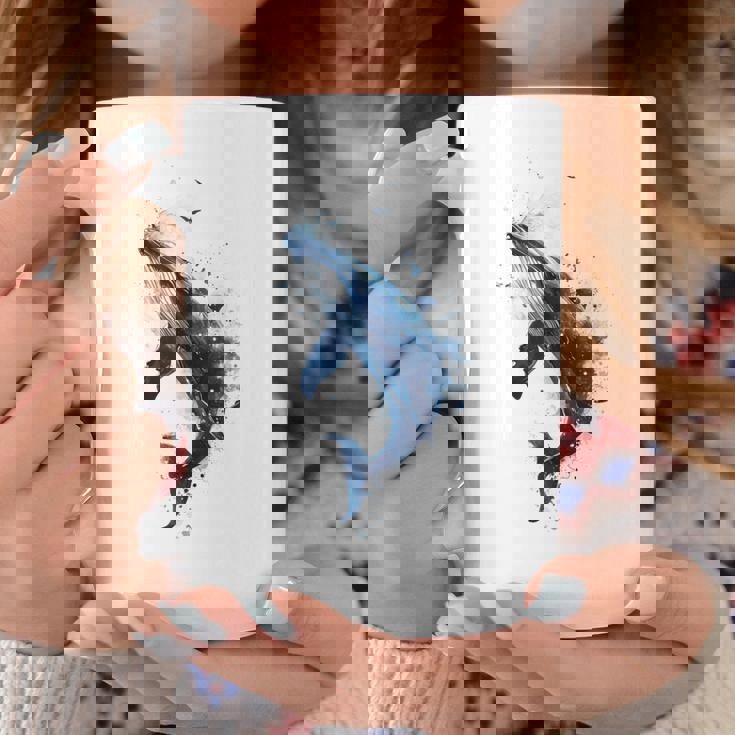 クジラ 水彩 海洋 動物 海の生物 青くじら デザイン コーヒーマグ 面白い贈り物