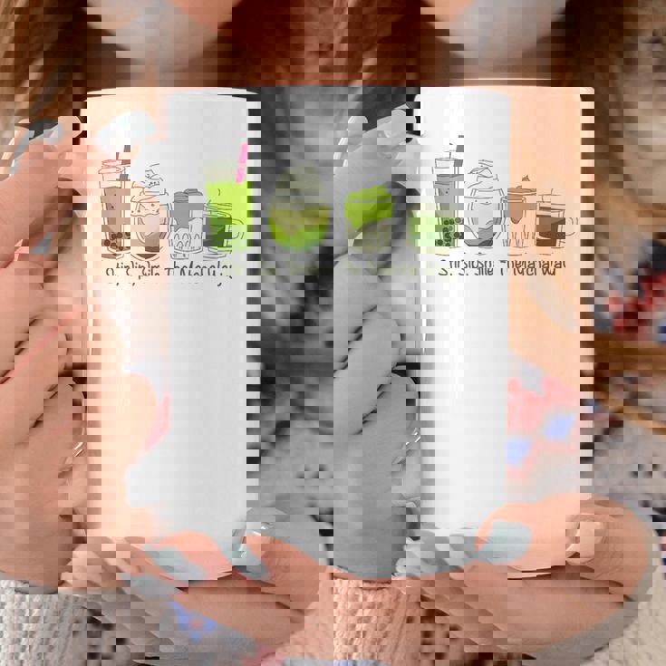 クリーミーダルゴナ抹茶ボバティー、スマイル、抹茶の方法 コーヒーマグ 面白い贈り物