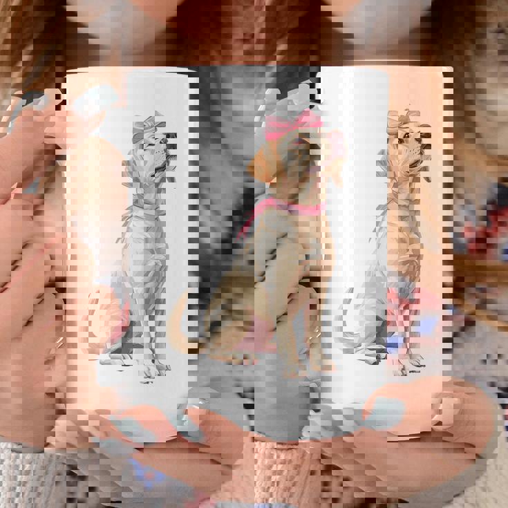 コケットボウ ラブラドールレトリバー 犬 ラボ ママ ピンクリボン 女の子 コーヒーマグ 面白い贈り物