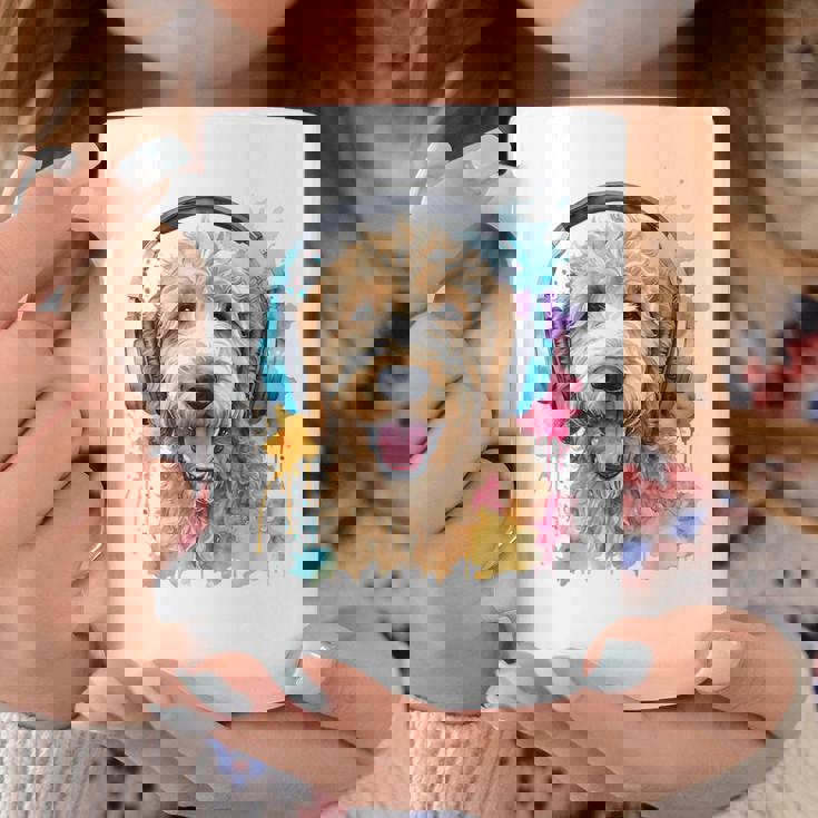 ゴールデンドゥードル、ヘッドフォン、犬、動物プリント コーヒーマグ 面白い贈り物