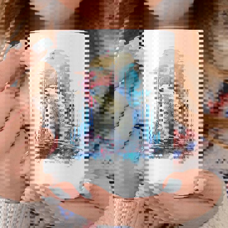 シロクマ 動物 カラフル 動物園 アート 描画 シロクマ コーヒーマグ 面白い贈り物