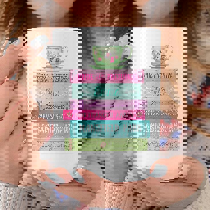 ジェーン・オースティン 本 スタック ティー 文学 文学 コーヒーマグ 面白い贈り物