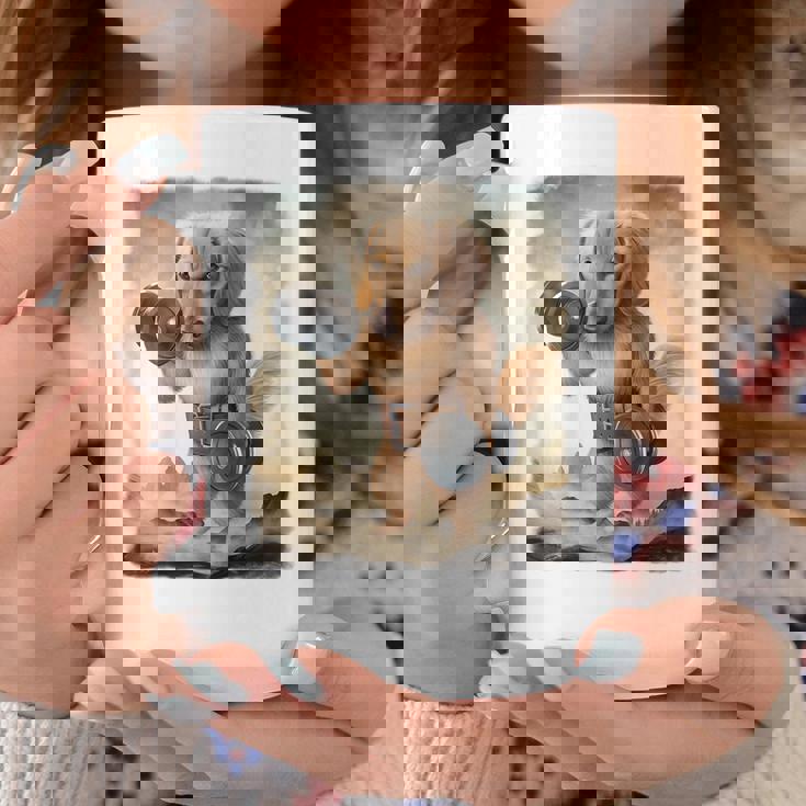 ダックスフンド 犬 筋トレ ウェイトリフティング ダンベル付き コーヒーマグ 面白い贈り物