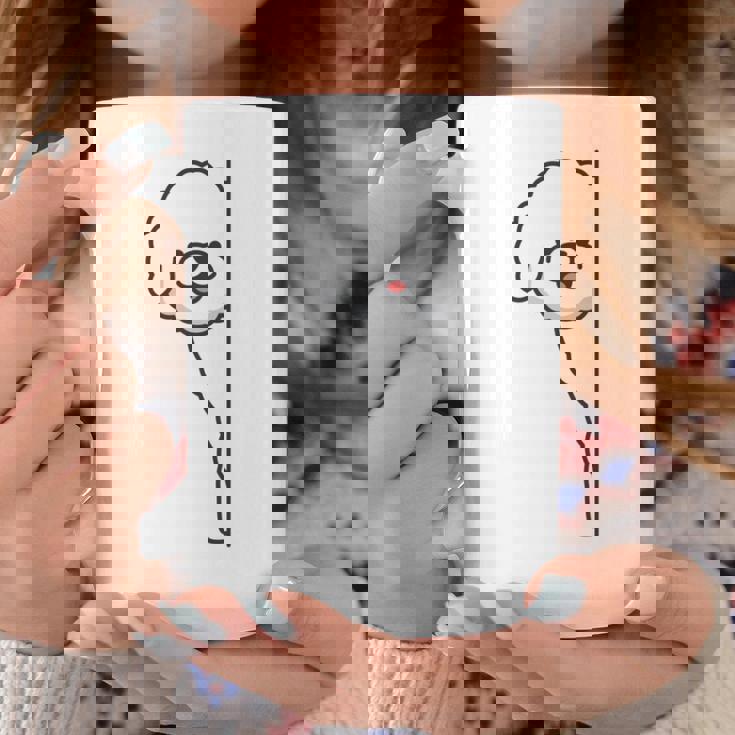 トイプードル 白 隠す 可愛い おもしろ シンプル イラスト 長袖tシャツ コーヒーマグ 面白い贈り物